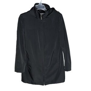 EUC Calvin Klein Long Black Removable Hooded Jacket Size M